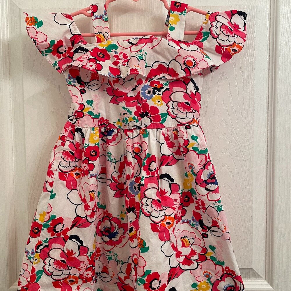 Janie & Jack Pink Floral Cold Shoulder / Sleeveless Cotton Lined Dress size 3